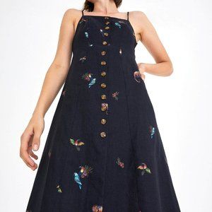 FARM RIO Jungle Tucanos Tie Shoulder Dress Medium